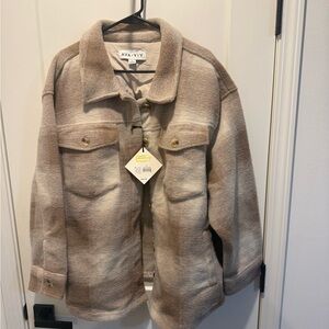Ava & Viv Plaid Jacket - Brown and Cream